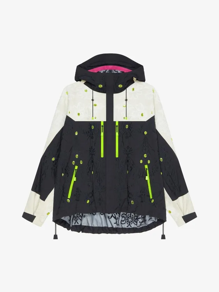 Men Outerwear and Blousons Givenchy Technical Jacket With Embroideries And Rhinestones Blackwhite