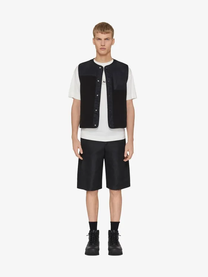 Men Outerwear and Blousons Givenchy Waistcoat In Mixed Fabrics Black