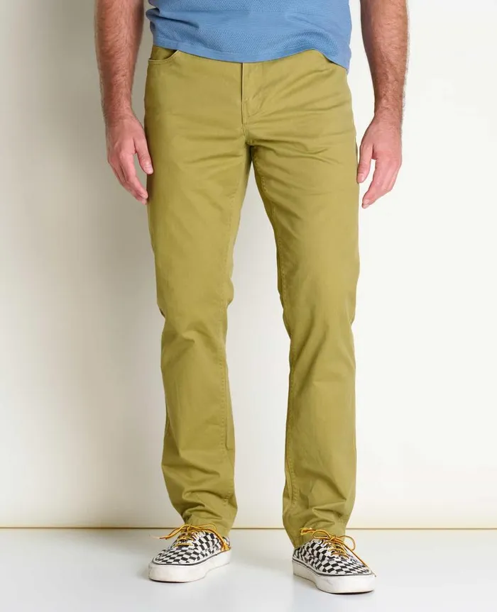 Men Pants Toad and Co Mission Ridge 5 Pocket Lean Pant Green Moss Vintage Wash