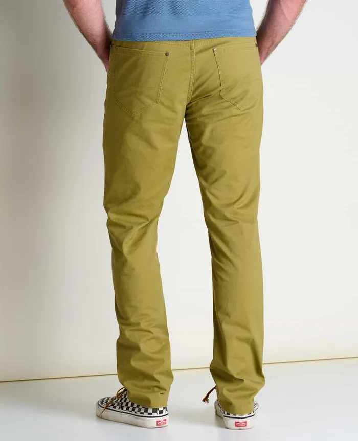 Men Pants Toad and Co Mission Ridge 5 Pocket Lean Pant Green Moss Vintage Wash