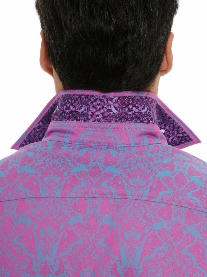 Men Robert Graham Button Down Shirts Highland Long Sleeve Button Down Shirt Lilac
