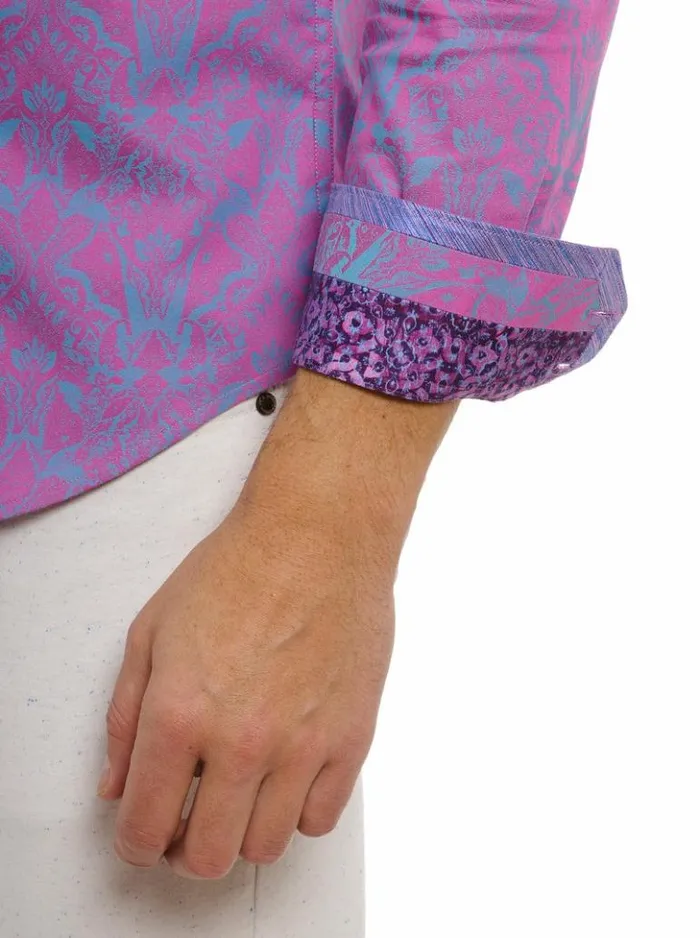Men Robert Graham Button Down Shirts Highland Long Sleeve Button Down Shirt Lilac