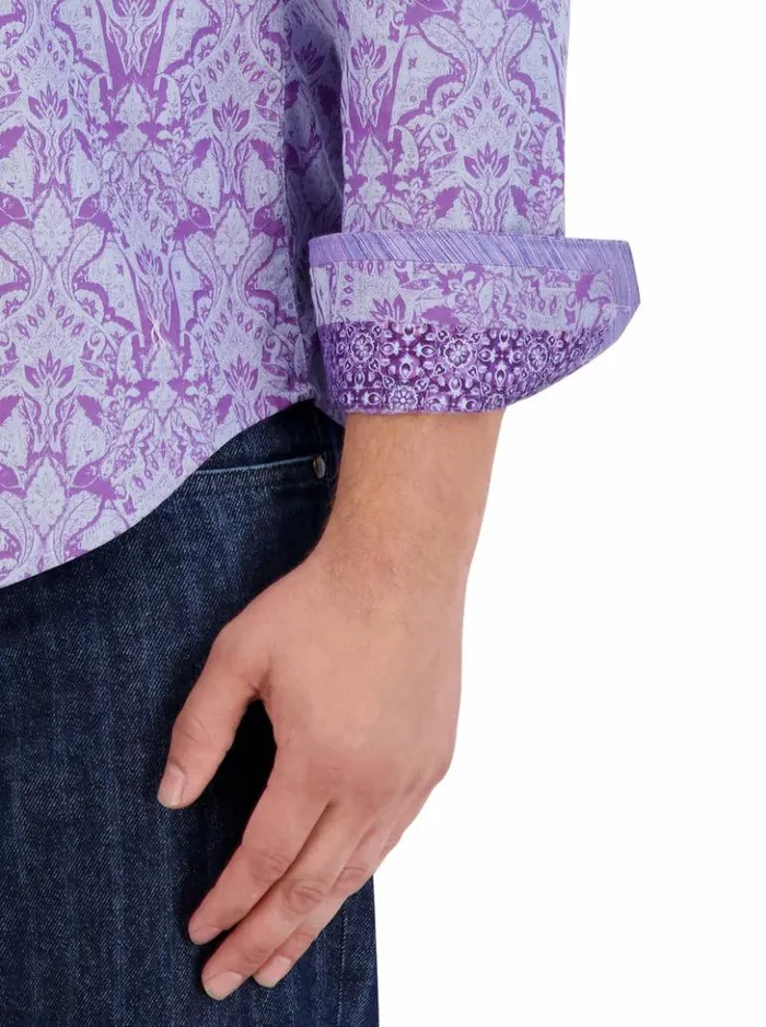 Men Robert Graham Button Down Shirts Highland Long Sleeve Button Down Shirt Lilac