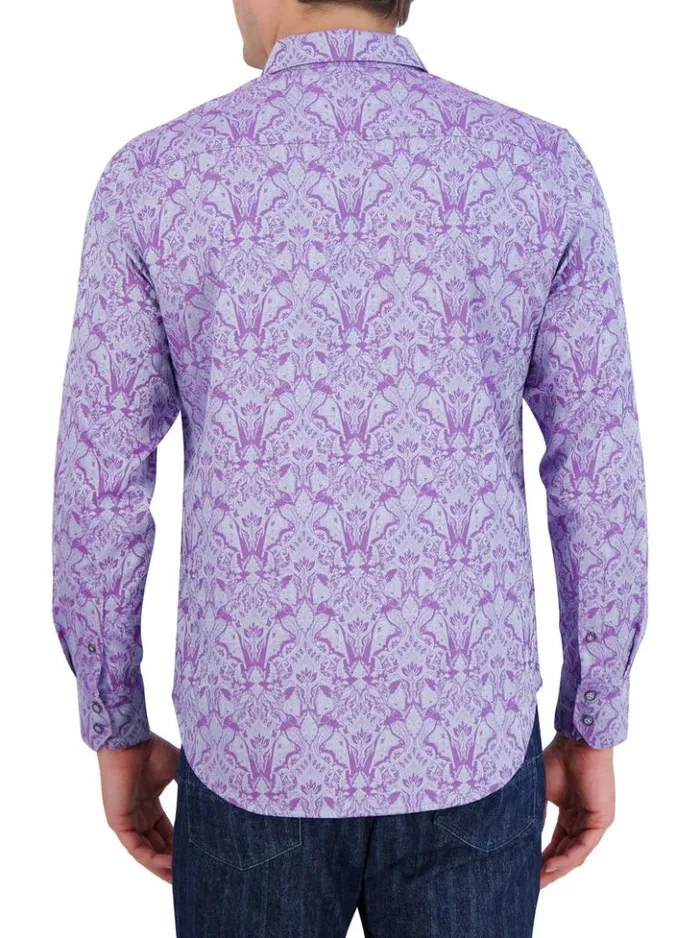 Men Robert Graham Button Down Shirts Highland Long Sleeve Button Down Shirt Lilac