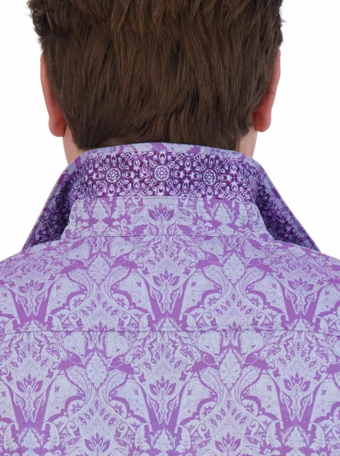 Men Robert Graham Button Down Shirts Highland Long Sleeve Button Down Shirt Lilac