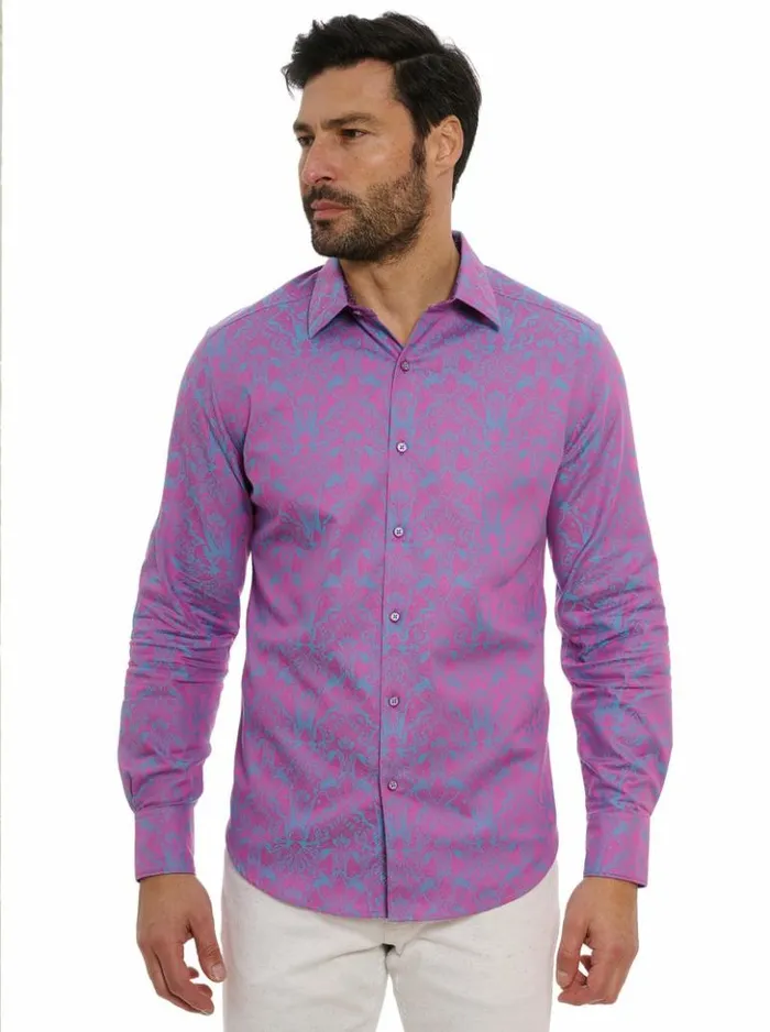 Men Robert Graham Button Down Shirts Highland Long Sleeve Button Down Shirt Lilac
