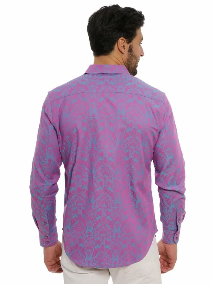 Men Robert Graham Button Down Shirts Highland Long Sleeve Button Down Shirt Lilac