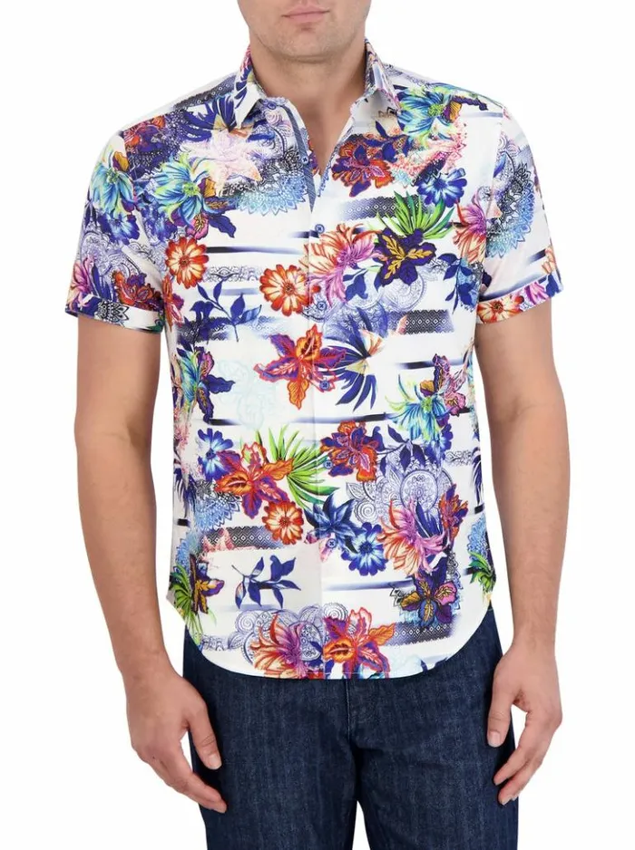 Men Robert Graham Button Down Shirts Kendari Short Sleeve Button Down Shirt Classic