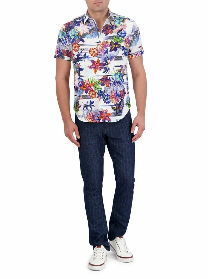 Men Robert Graham Button Down Shirts Kendari Short Sleeve Button Down Shirt Classic