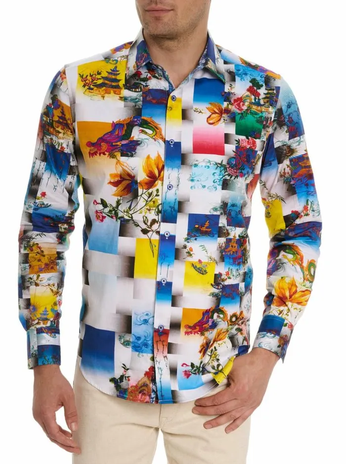 Men Robert Graham Button Down Shirts Koa Long Sleeve Button Down Shirt Multi
