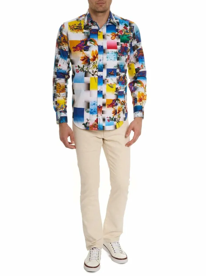 Men Robert Graham Button Down Shirts Koa Long Sleeve Button Down Shirt Multi