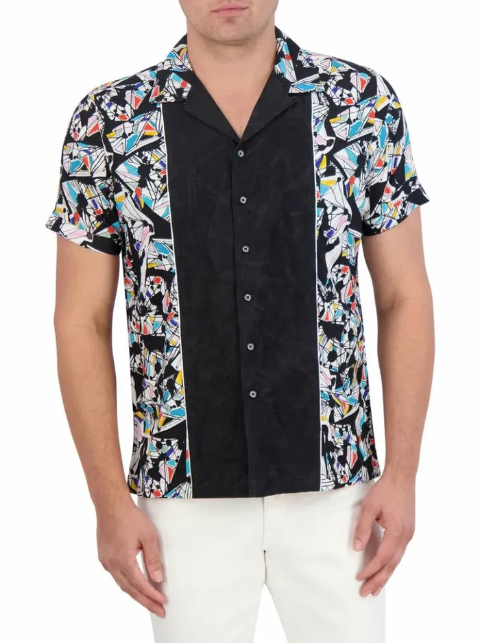 Men Robert Graham Button Down Shirts Omura Short Sleeve Button Down Shirt Multi