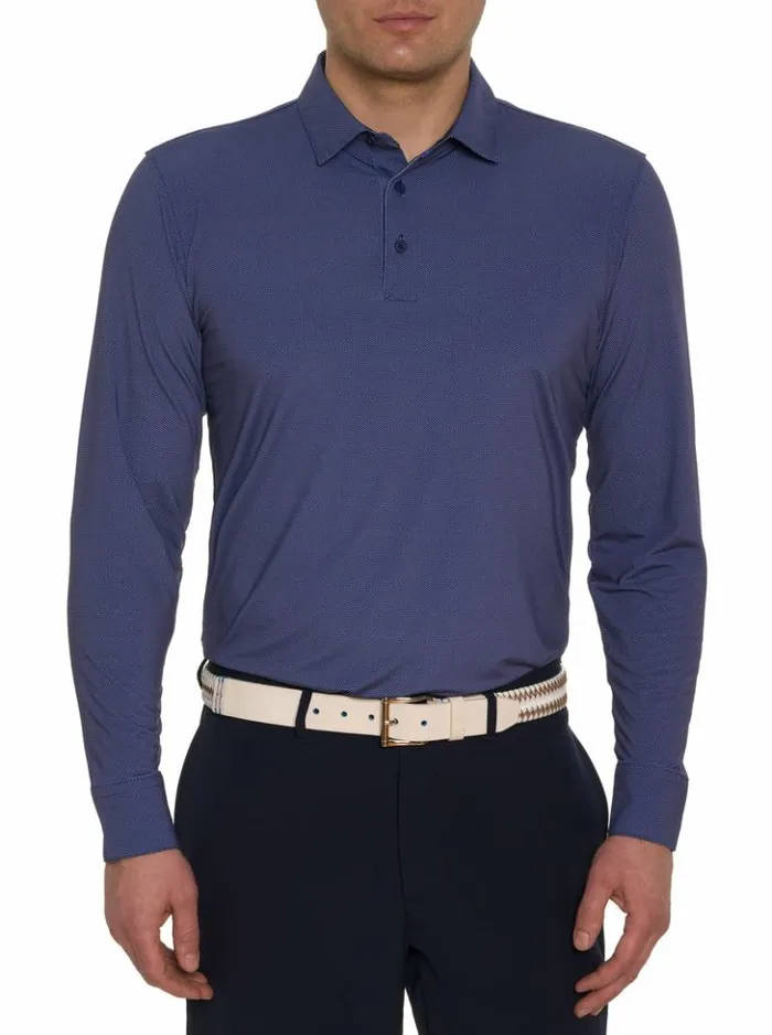 Men Robert Graham Polos and TShirts Alastor Long Sleeve Performance Polo Navy Men Robert Graham Polos and TShirts Alastor Long Sleeve Performance Polo Navy
