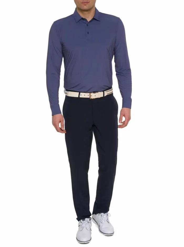 Men Robert Graham Polos and TShirts Alastor Long Sleeve Performance Polo Navy