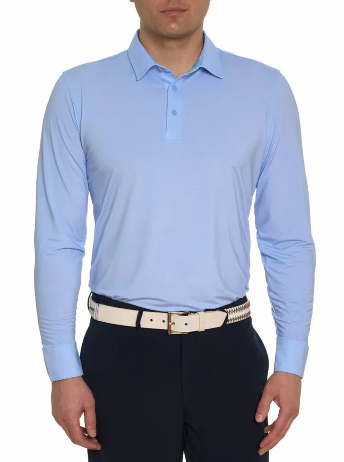 Men Robert Graham Polos and TShirts Alastor Long Sleeve Performance Polo Navy