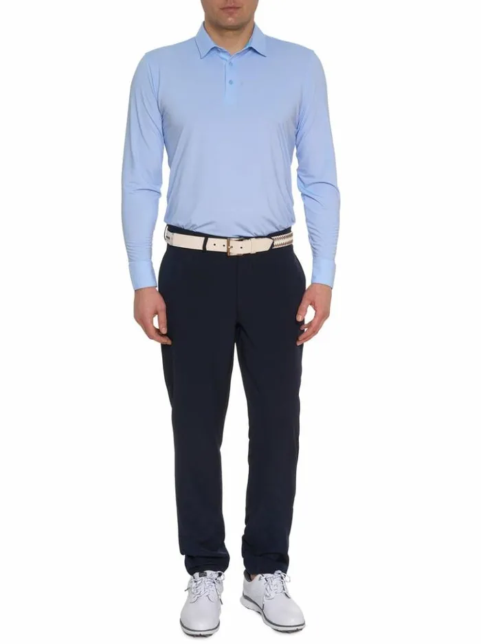 Men Robert Graham Polos and TShirts Alastor Long Sleeve Performance Polo Navy