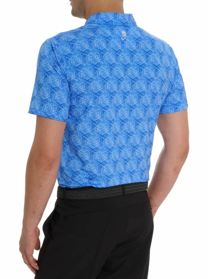 Men Robert Graham Polos and TShirts Iron Skull Performance Polo Periwinkle