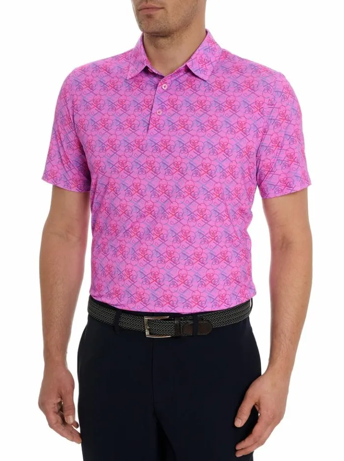 Men Robert Graham Polos and TShirts Iron Skull Performance Polo Periwinkle