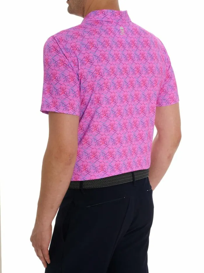 Men Robert Graham Polos and TShirts Iron Skull Performance Polo Periwinkle