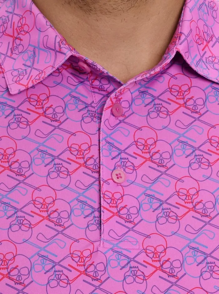 Men Robert Graham Polos and TShirts Iron Skull Performance Polo Periwinkle
