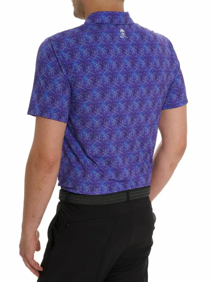 Men Robert Graham Polos and TShirts Iron Skull Performance Polo Periwinkle