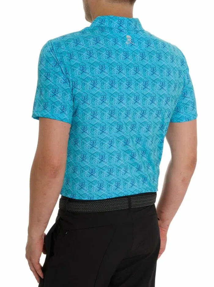 Men Robert Graham Polos and TShirts Iron Skull Performance Polo Periwinkle