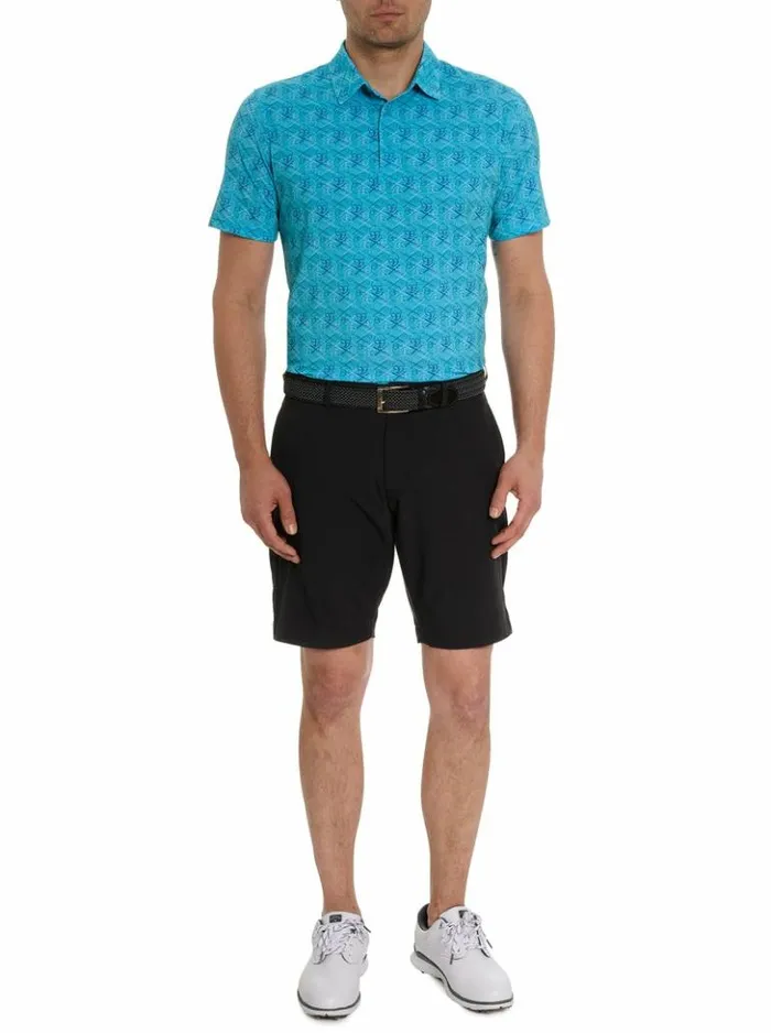 Men Robert Graham Polos and TShirts Iron Skull Performance Polo Periwinkle