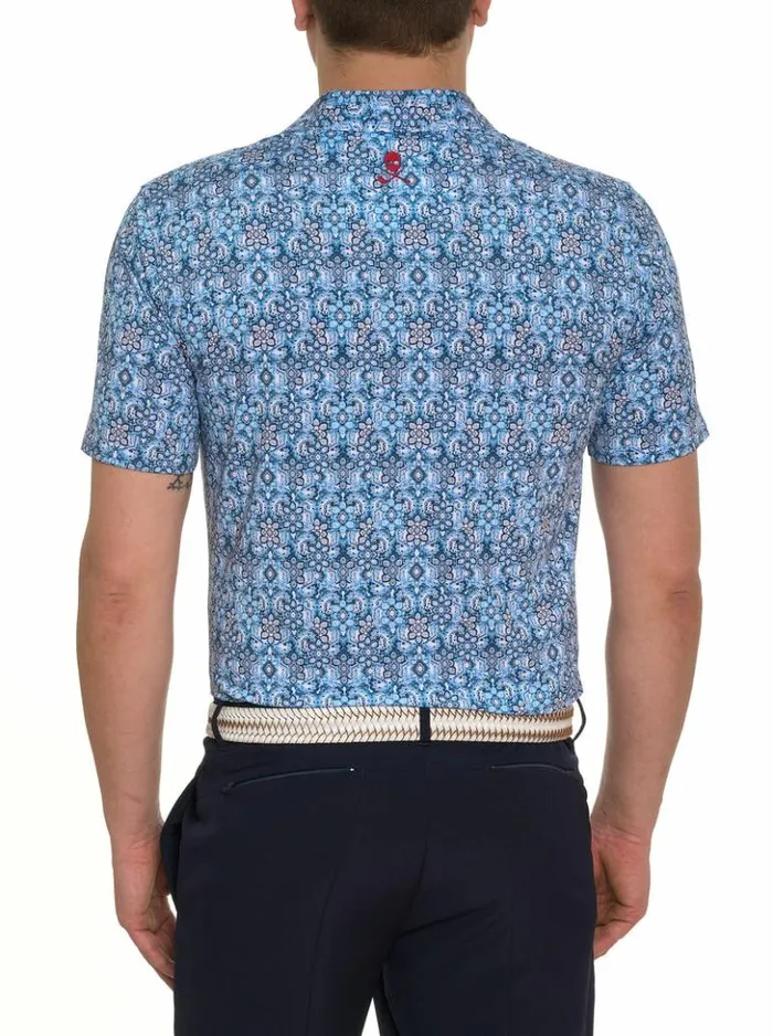 Men Robert Graham Polos and TShirts Medallion Tiles Performance Polo White