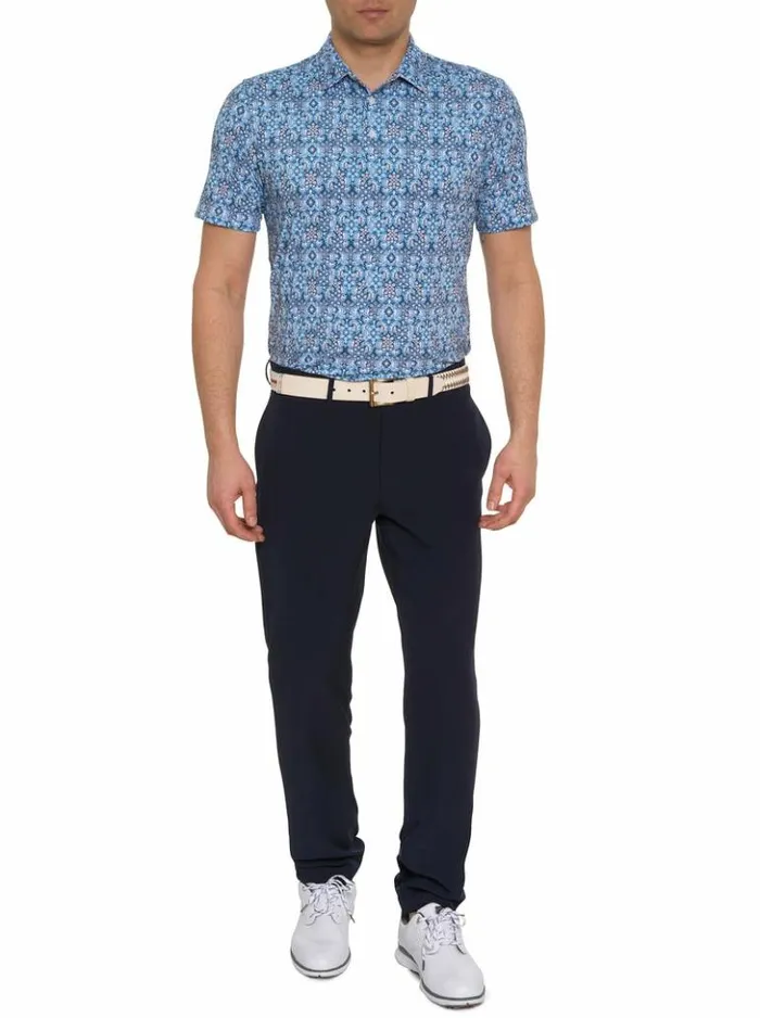 Men Robert Graham Polos and TShirts Medallion Tiles Performance Polo White