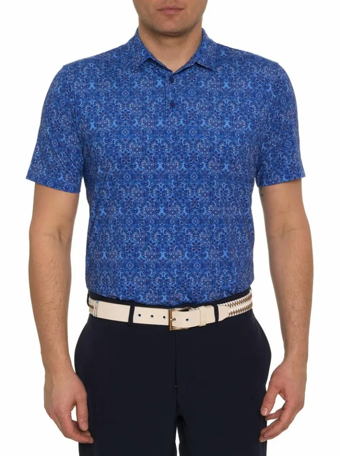 Men Robert Graham Polos and TShirts Medallion Tiles Performance Polo White