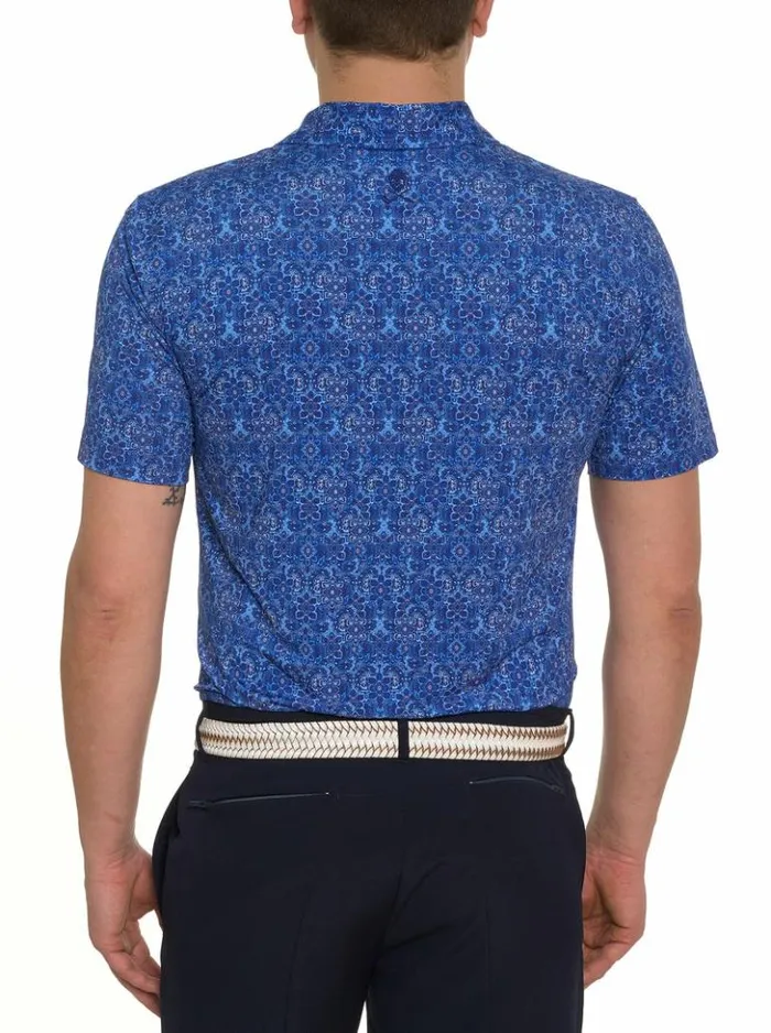 Men Robert Graham Polos and TShirts Medallion Tiles Performance Polo White