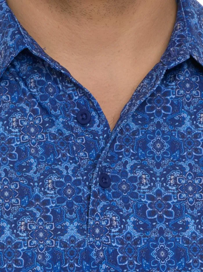 Men Robert Graham Polos and TShirts Medallion Tiles Performance Polo White