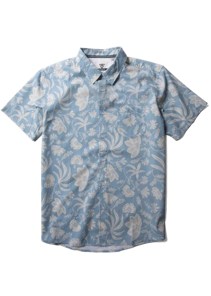 Men Shirts and Flannels Vissla Piha Eco Ss Shirt Stone Blue