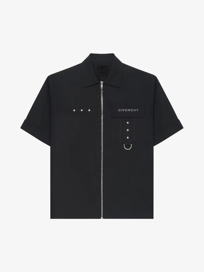 Men Shirts Givenchy Shirt In Cotton With Metal Details Black