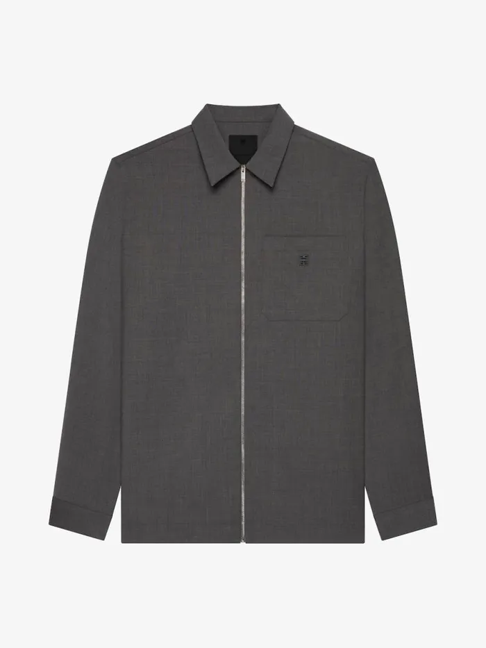 Men Shirts Givenchy Zipped Shirt In Wool Black