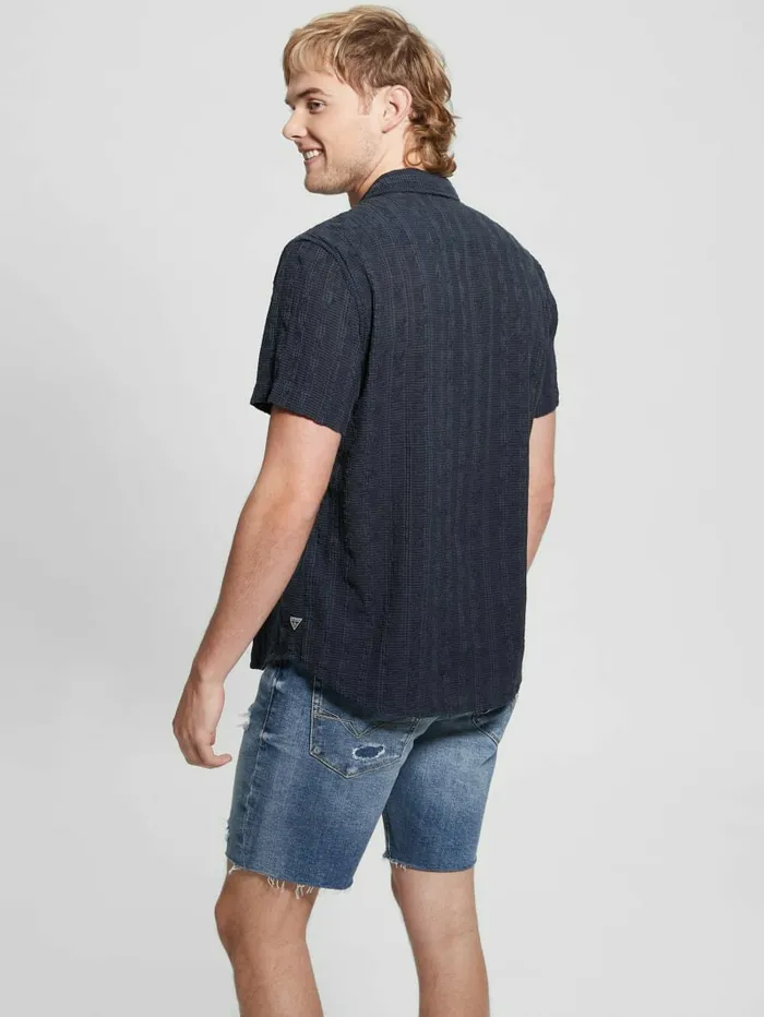 Men Shirts GUESS Indio Embroidered Shirt Bleu lgant Men Shirts GUESS Indio Embroidered Shirt Bleu lgant