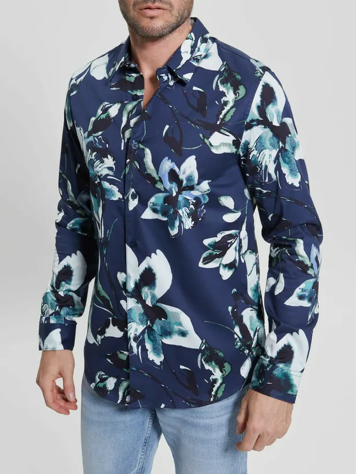 Men Shirts GUESS Luxe Watercolor Floral Shirt Watercolor Floral