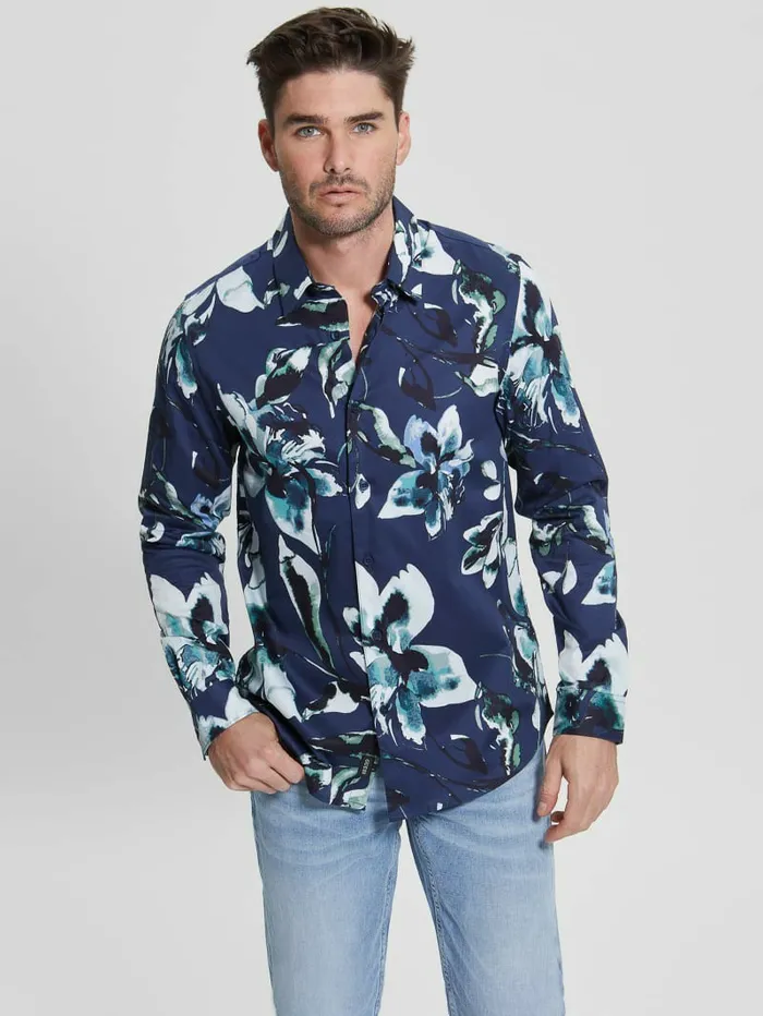 Men Shirts GUESS Luxe Watercolor Floral Shirt Watercolor Floral Men Shirts GUESS Luxe Watercolor Floral Shirt Watercolor Floral