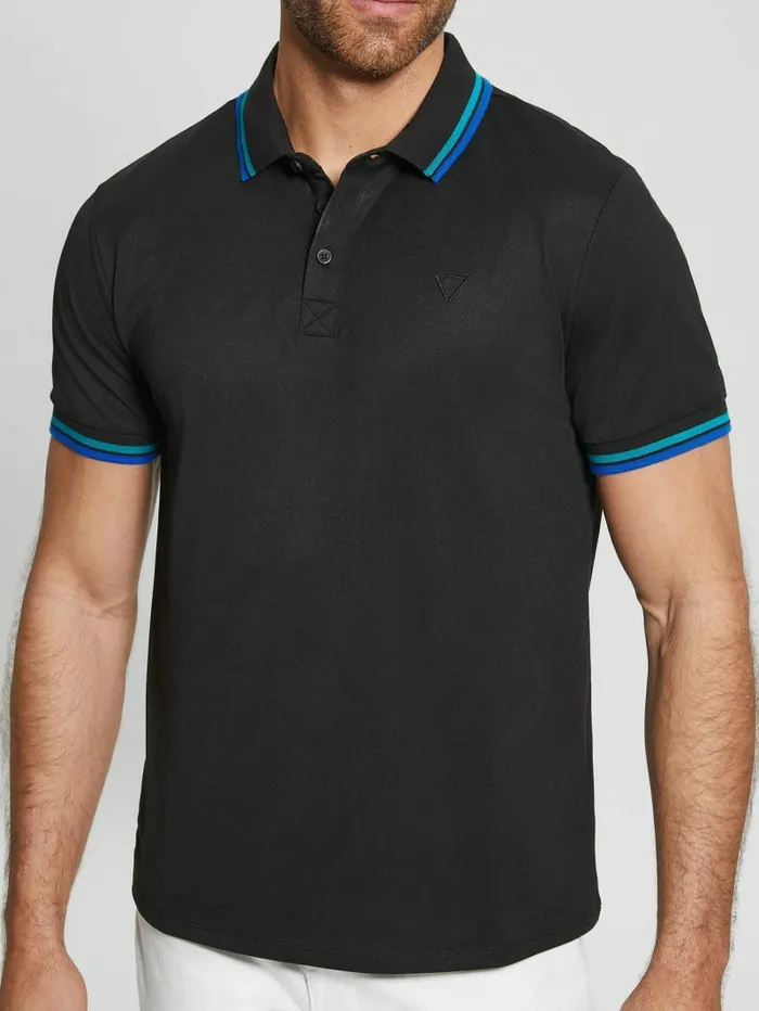 Men Shirts GUESS Sports Pique Polo Black