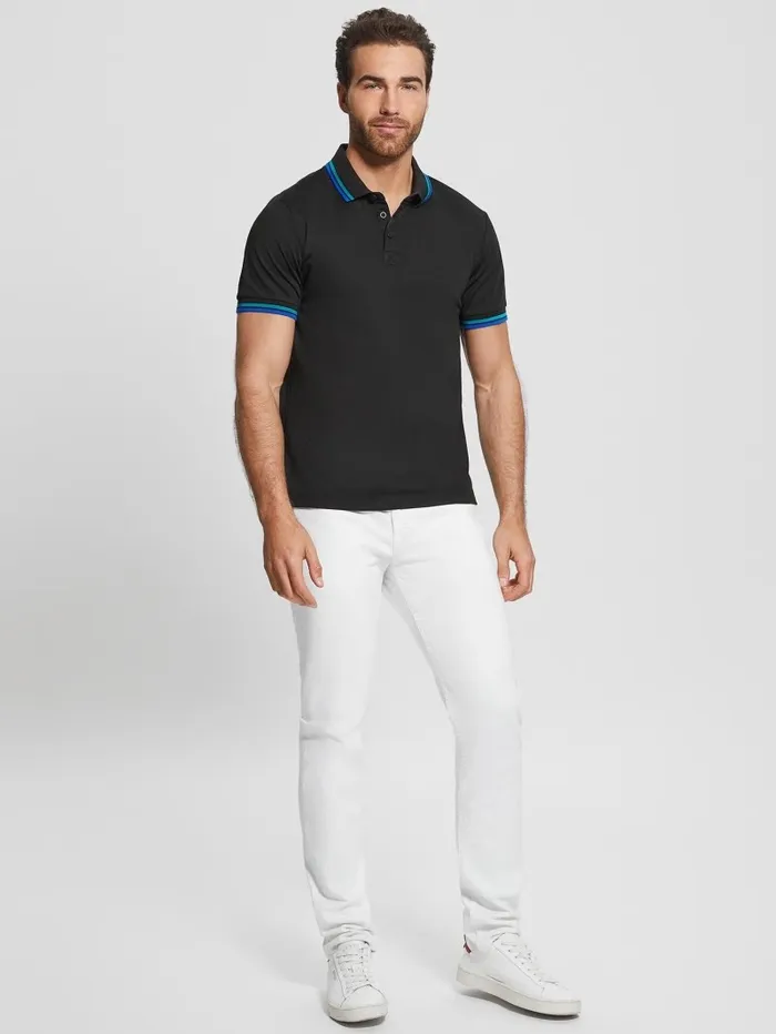 Men Shirts GUESS Sports Pique Polo Black Men Shirts GUESS Sports Pique Polo Black