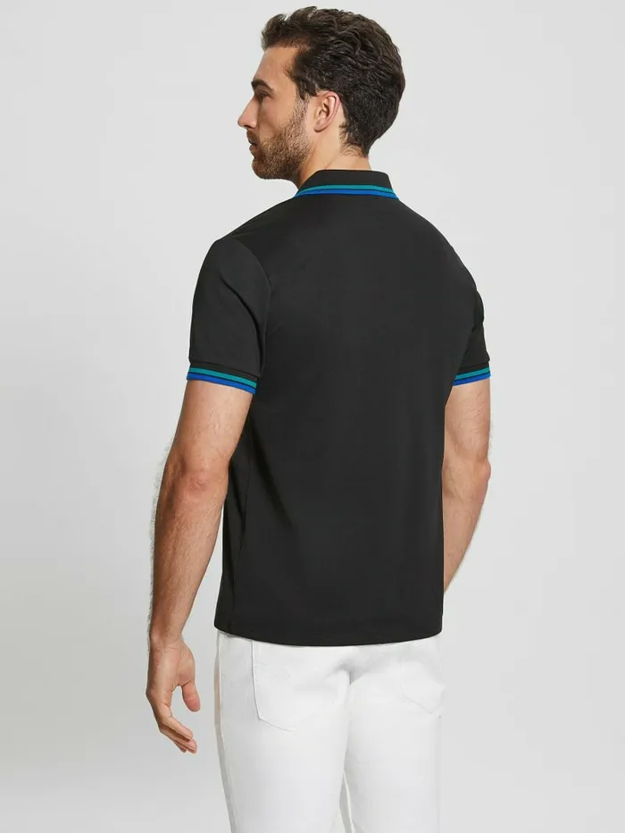 Men Shirts GUESS Sports Pique Polo Black Men Shirts GUESS Sports Pique Polo Black