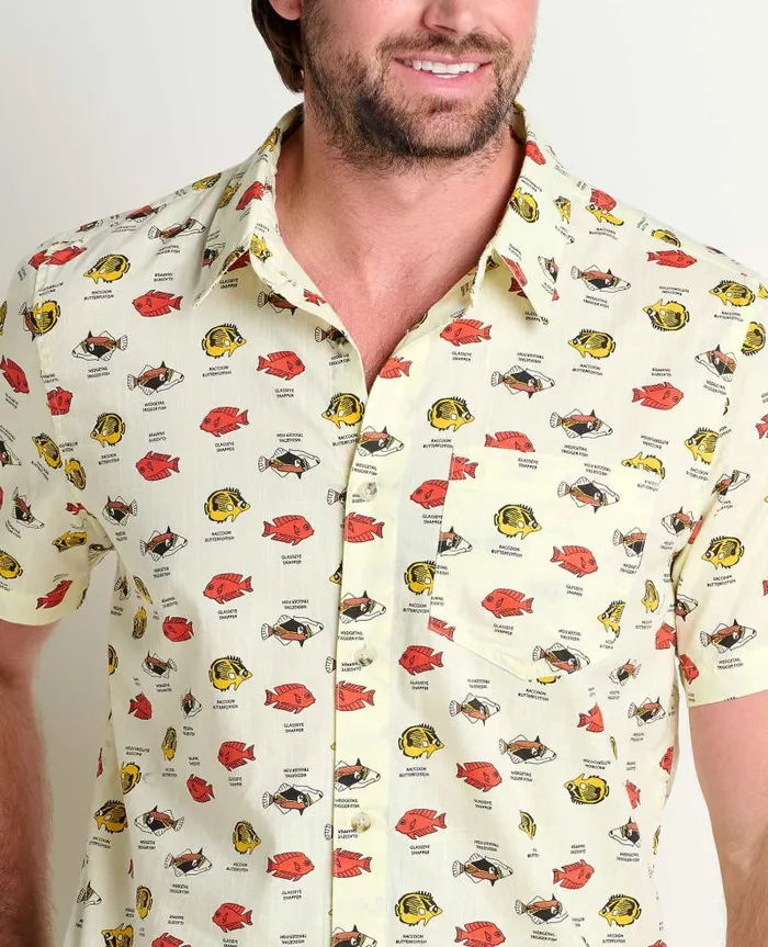 Men Shirts Toad and Co Fletch Short Sleeve Shirt Aphid Fish Id Print