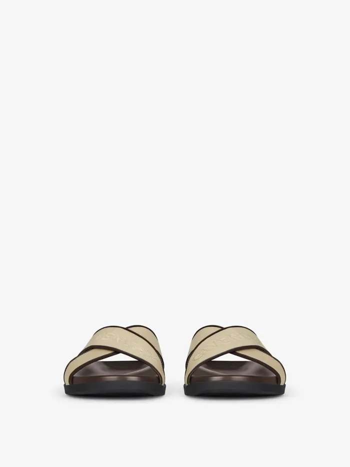 Men Slides and Sandals Givenchy G Plage Flat Sandals In Canvas Beige Men Slides and Sandals Givenchy G Plage Flat Sandals In Canvas Beige