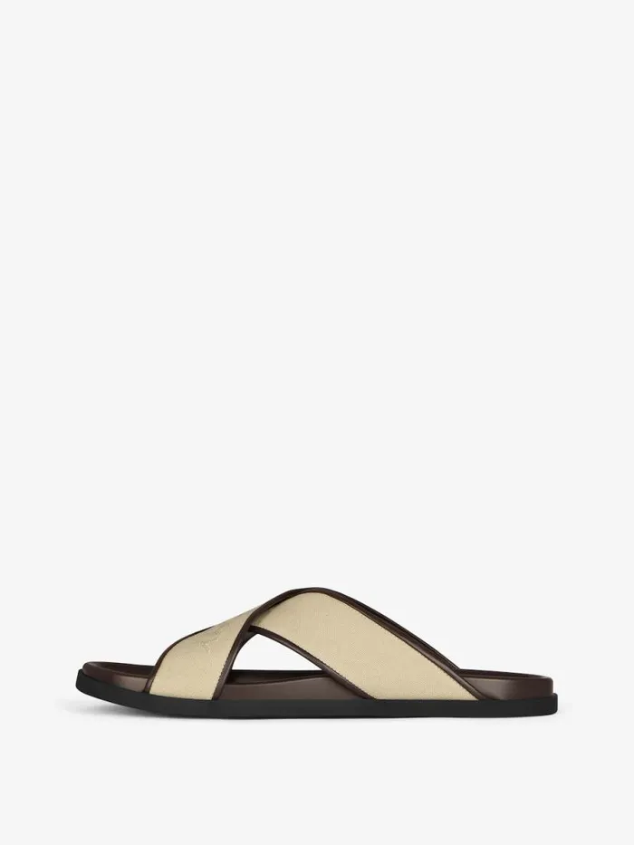 Men Slides and Sandals Givenchy G Plage Flat Sandals In Canvas Beige Men Slides and Sandals Givenchy G Plage Flat Sandals In Canvas Beige