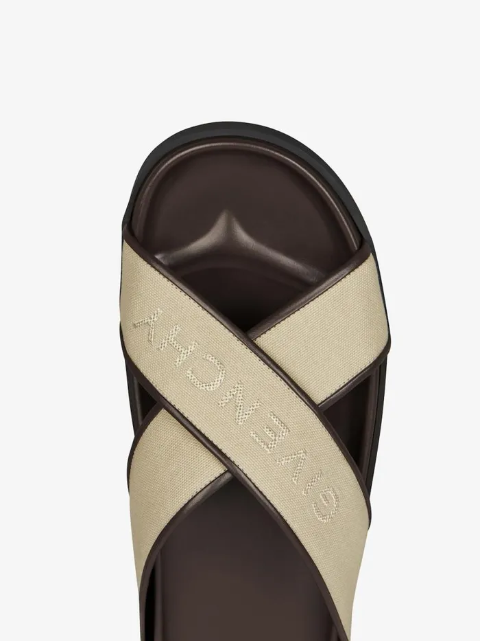 Men Slides and Sandals Givenchy G Plage Flat Sandals In Canvas Beige Men Slides and Sandals Givenchy G Plage Flat Sandals In Canvas Beige