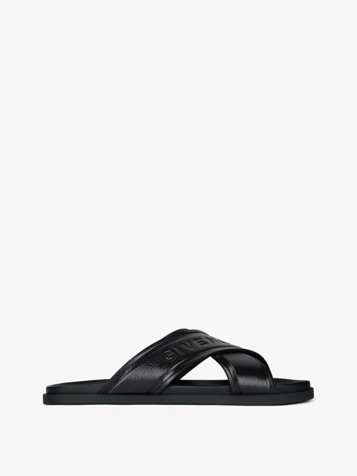 Men Slides and Sandals Givenchy G Plage Flat Sandals With Crossed Straps In Leather Black Men Slides and Sandals Givenchy G Plage Flat Sandals With Crossed Straps In Leather Black