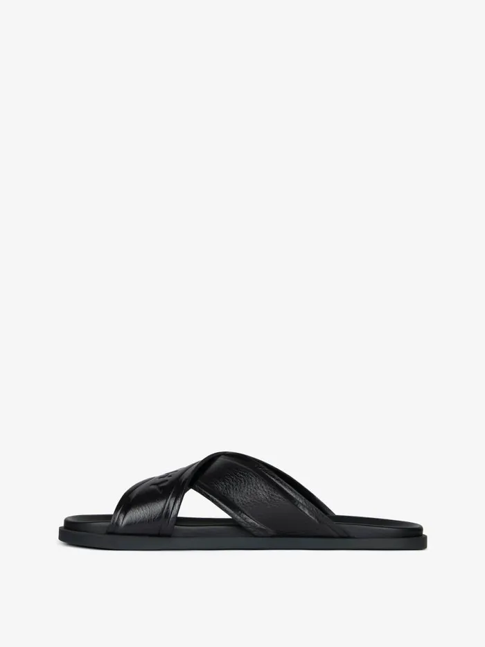 Men Slides and Sandals Givenchy G Plage Flat Sandals With Crossed Straps In Leather Black Men Slides and Sandals Givenchy G Plage Flat Sandals With Crossed Straps In Leather Black