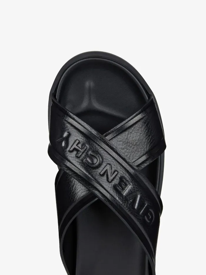 Men Slides and Sandals Givenchy G Plage Flat Sandals With Crossed Straps In Leather Black Men Slides and Sandals Givenchy G Plage Flat Sandals With Crossed Straps In Leather Black
