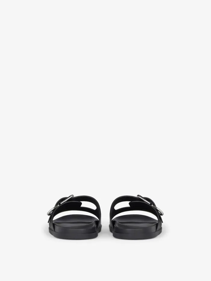 Men Slides and Sandals Givenchy Voyou Flat Sandals In Grained Leather Black Men Slides and Sandals Givenchy Voyou Flat Sandals In Grained Leather Black