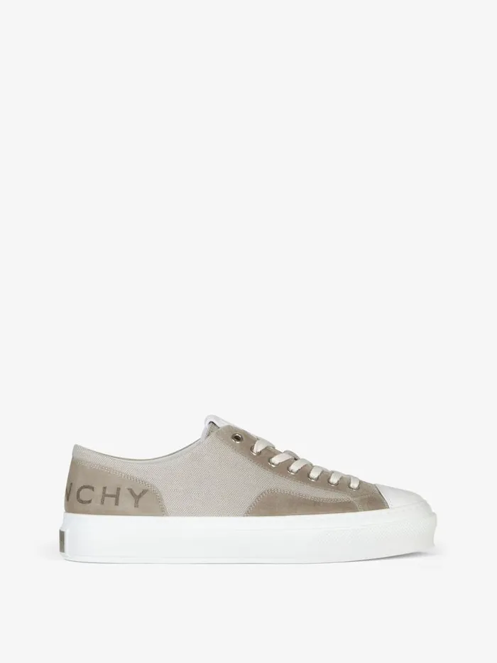 Men Sneakers Givenchy GIVENCHY City Sneakers In Canvas And Suede Medium Grey